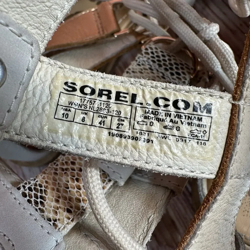 Sorel ELLA Size 10 Leather Zip Lace Up Gladiator Sandals Open Toe Shoe Flats - Picture 8 of 9